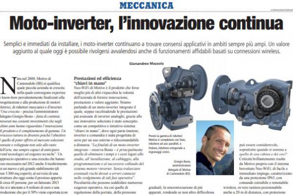 Moto-inverter, l'innovazione continua