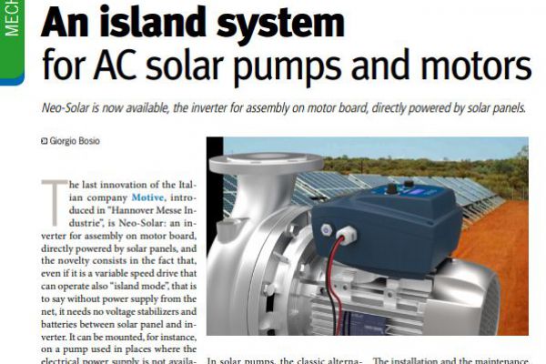 NEO SOLAR Inselsystem für Pumpen und Solarmotoren